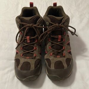 Brown and Red Hiking Boots